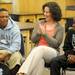 Instructor Carli Pacheco, center, and 10th grader Jimmie Murray, right, listen to 10th grader Thaddeus Gibson recount his summer highlights during an advisory period on the first day of class at New Tech High School in Ypsilanti, Mich. on Sept. 6, 2011. Angela J. Cesere | AnnArbor.com
